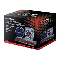 Ultra PRO Hockey Puck et Card Wood Display Holder Dark Wood Brown