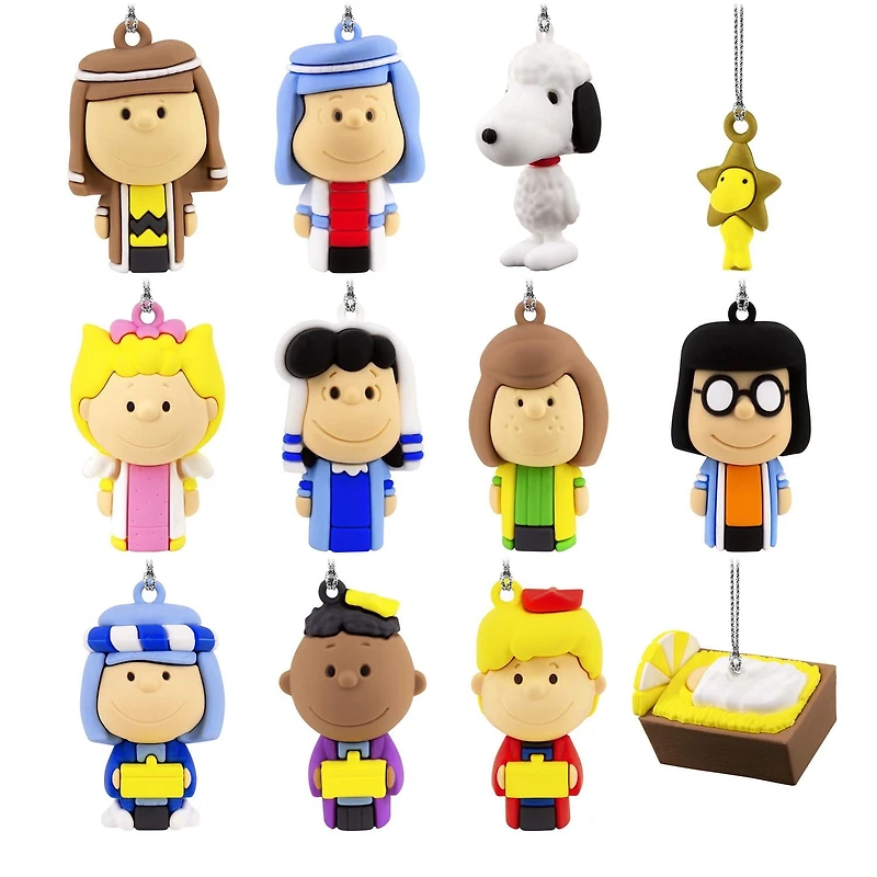 Ensemble de 12 mini décorations de Noël – Hallmark – Thème de la Nativité Peanuts – Calendrier de compte à rebours
