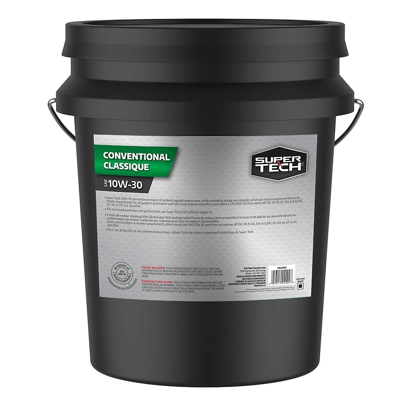 SuperTech Conventionnel SAE 10W-30, seau, 18.9L