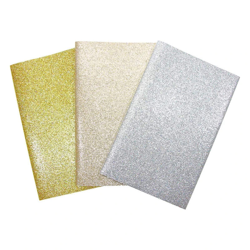 Fabric Expressions Metallic Glitter 8" x 9" Iron-On Fabric Sheets, 3 8" x 9" pieces