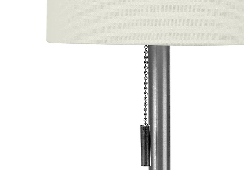 Monarch Specialties Lighting, Set Of 2, 17"h, Table Lamp, Usb Port Included, Nickel Metal, Ivory / Cream Shade, Contemporary