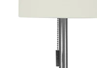 Monarch Specialties Lighting, Set Of 2, 17"h, Table Lamp, Usb Port Included, Nickel Metal, Ivory / Cream Shade, Contemporary