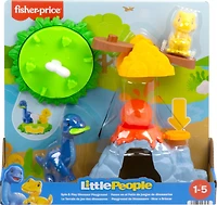 Fisher-Price Little People Spin & Play Dinosaur Playground Toddler Playset, 6 Pieces - Walmart Exclusive, Little People toddler playset with a boulder launcher, merry-go-round, seesaw & 2 dinosaur figures for pretend play