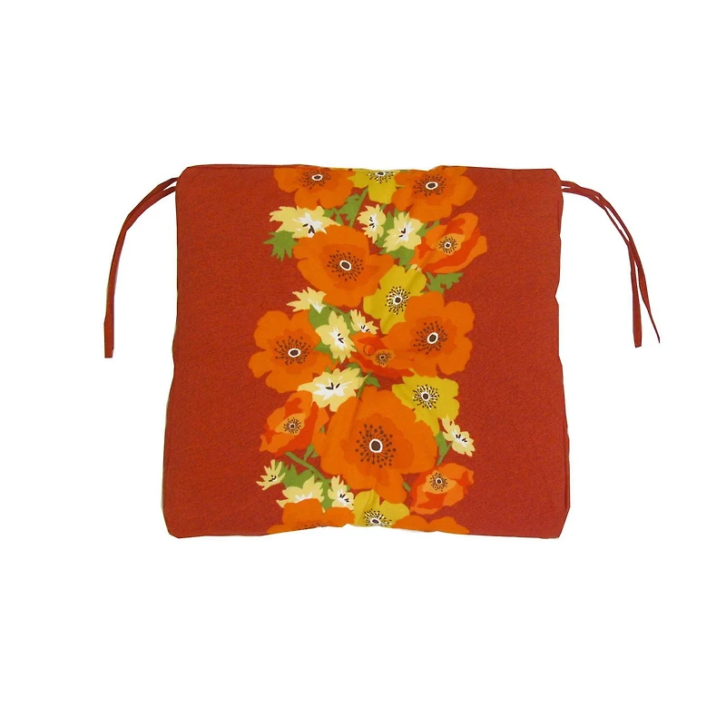 Coussin de siège de luxe Henryka à motif de fleuri rouge