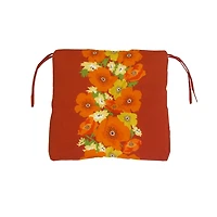 Coussin de siège de luxe Henryka à motif de fleuri rouge