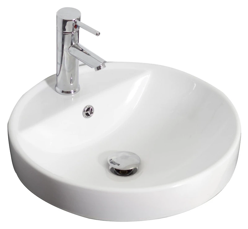 American Imaginations AI-34030 18.25 pouces W Drop dans le récipient blanc pour le perçage central de 1 trou
