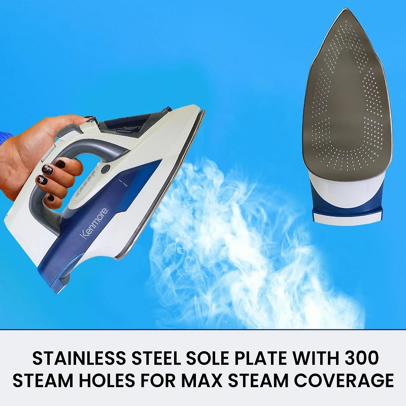Kenmore Digital Power Steam Iron & Garment Steamer, 9 Fabric Presets, Fast Heat for Wrinkle-Free Clothes