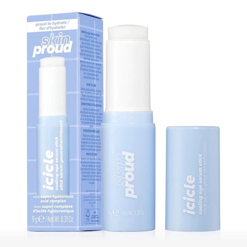 Skin Proud - Icicle - Stick Serum Yeuxrafraichissant avec Super Complexe d'acide Hyaluronique, 100% Vegan (9g)