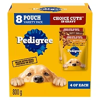 Pedigree Nourriture Humide pour Chiens Adultes Coupes de Choix au Jus Saveur de Filet Mignon et de Poulet Grillé Assortiment de Sachets 800g