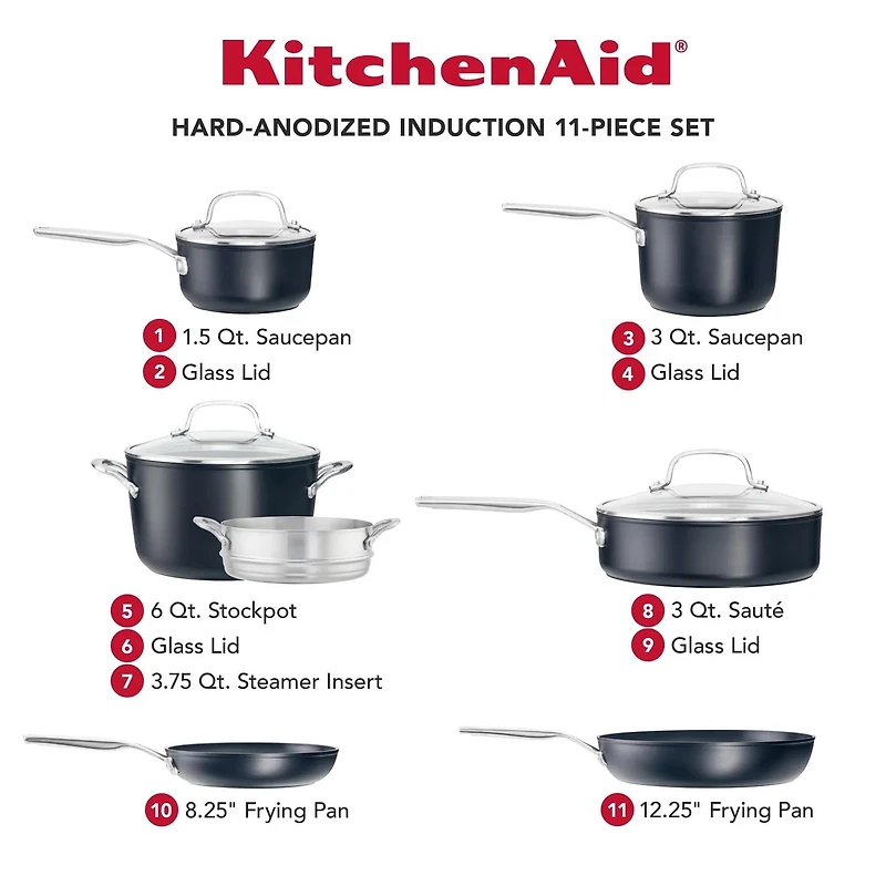 Kitchen Aid Hard Anodized 11pc Set