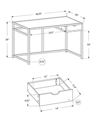 Monarch Specialties Bureau, Bureau À Domicile, Ordinateur Portable, Tiroir De Rangement, 42"l, Travail, Métal, Stratifié, Noir, Contemporain, Moderne