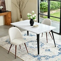 Lot de 2 chaises de salle à manger Homy Casa sans accoudoirs avec dossier incurvé et rembourré, tissu beige