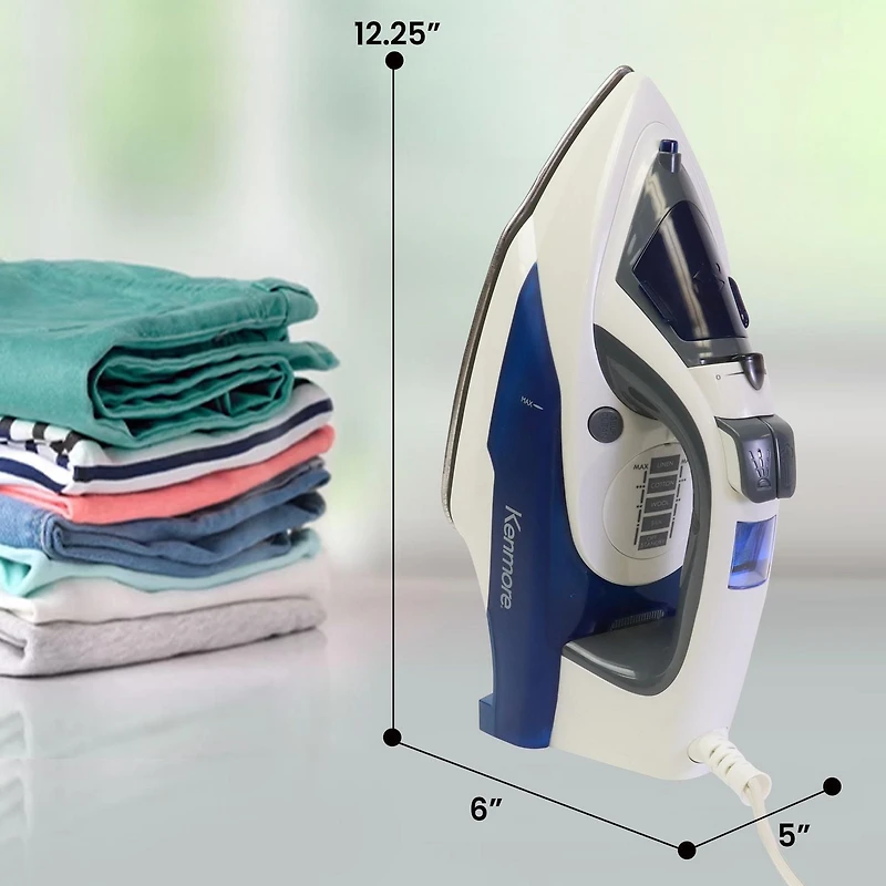 Kenmore Digital Power Steam Iron & Garment Steamer, 9 Fabric Presets, Fast Heat for Wrinkle-Free Clothes