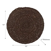 Hand Made Natural Weaving Round Placemat Brown - Set of 12