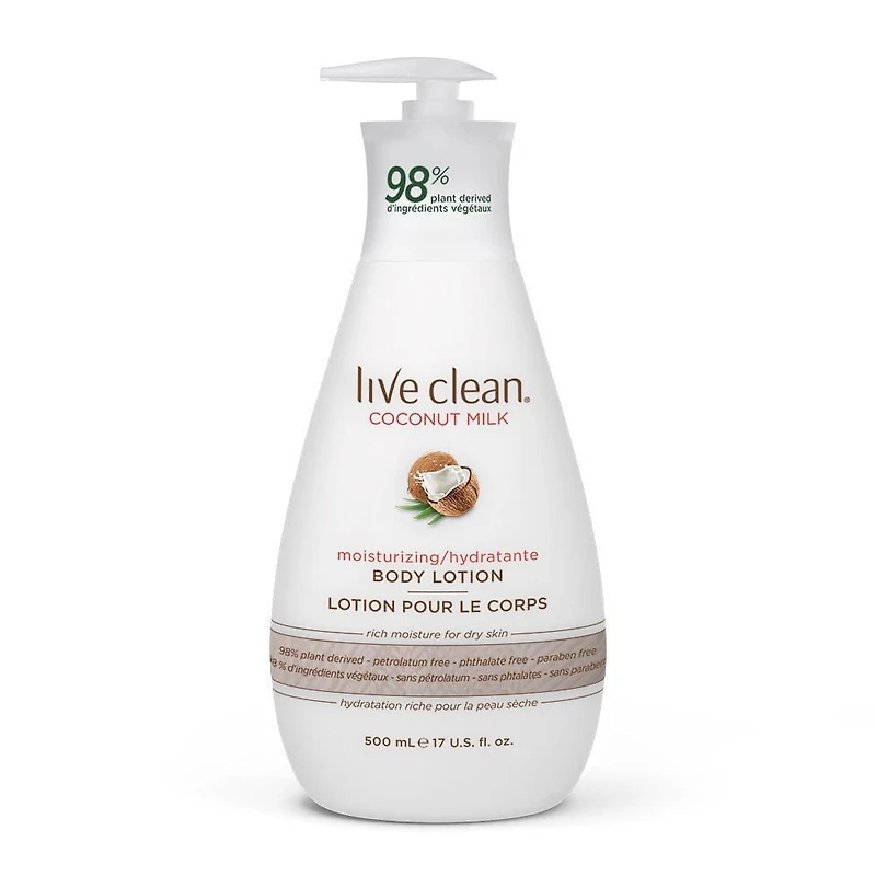 Live Clean Coconut Milk Moisturizing Body Lotion for Dry Skin