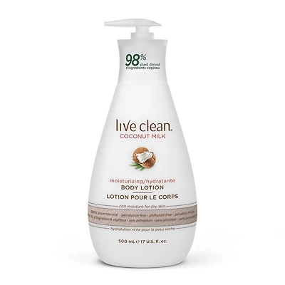 Live Clean Coconut Milk Moisturizing Body Lotion for Dry Skin