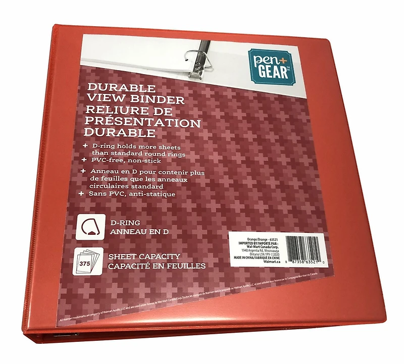PEN+GEAR DURABLE VIEW 1.5 FASHION BINDER ORANGE