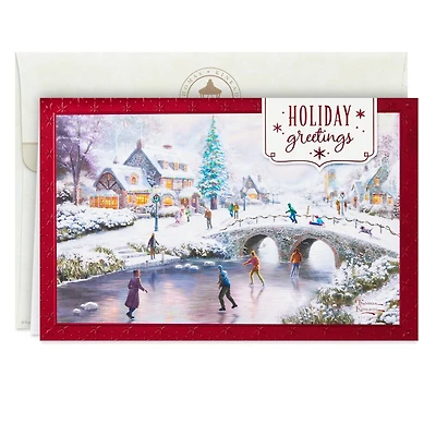 Boîte de 24 cartes de Noël Connections de Hallmark (Patinage sur un étang gelé, œuvre de Thomas Kinkade)