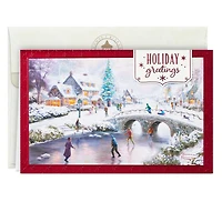 Boîte de 24 cartes de Noël Connections de Hallmark (Patinage sur un étang gelé, œuvre de Thomas Kinkade)