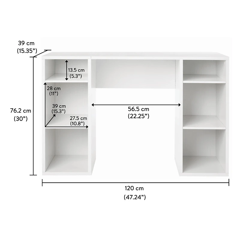 Mainstays bureau d'ordinateur avec 4 cubes de rangement, blanc