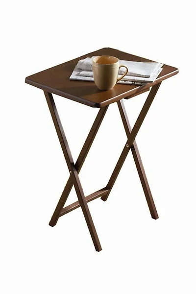 Mainstays Indoor Folding Table Walnut, Fold flat for easy store
