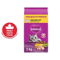 Nourriture sèche pour chats adultes WHISKAS Chats d'intérieur avec poulet véritable 1,5 - 3 kg