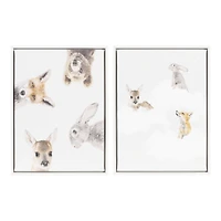 DesignOvation Peekaboo and Clouds 2 Pack 12"x16"Framed Canvas Art Print by July Art Prints, 16in H x 12in W x 1.38in D