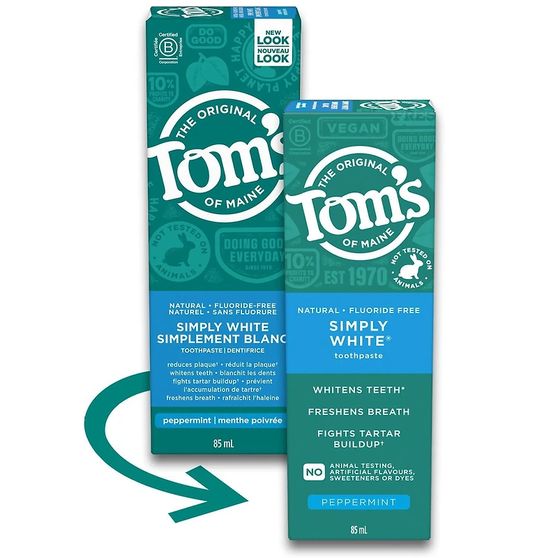 Dentifrice naturel Simplement blanc Menthe poivrée (sans fluorure) 85 ml