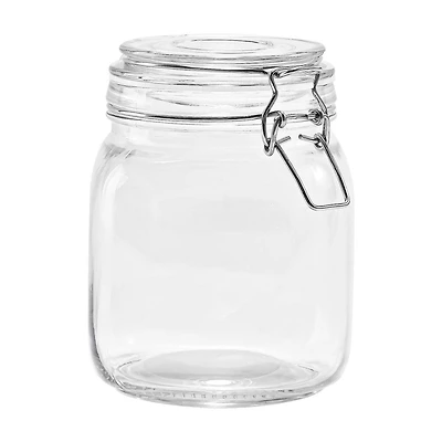 Mainstays Kitchen Storage 38-Ounce Clear Glass Lock Lid Jar, Airtight seal Volume-4.2cups/1L
