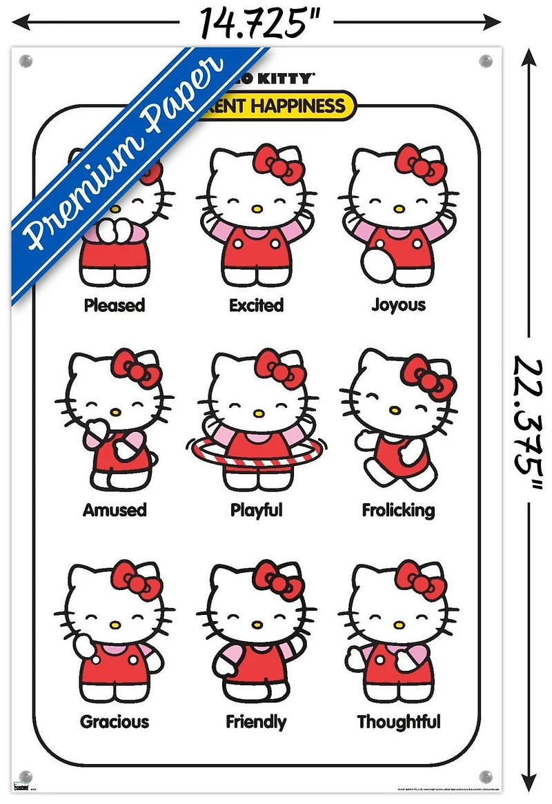Hello Kitty - Current Happiness Wall Poster, 22.375" x 34"