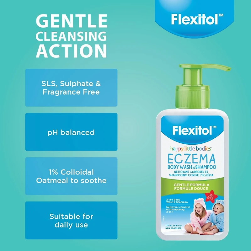 Nettoyant pour le corps et Shampooing contre l'eczéma Happy Little Bodies de Flexitol
