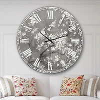 Designart Fleurs de cerisier blanc I horloge murale