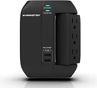 Monster Swivel Wall Tap with 6 Outlets and 2 USB Ports - English/French