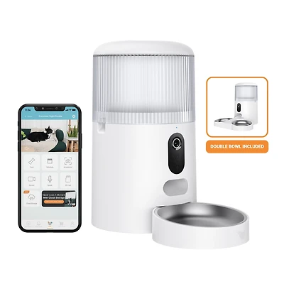 Instachew Purechew Mangeoire automatique double pour animaux de compagnie, séparateur à deux voies et double bol pour chats et chiens