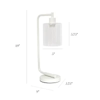 Lampe de bureau à lanterne industrielle en fer de style antique de Simple Designs Bronson avec abat-jour en verre