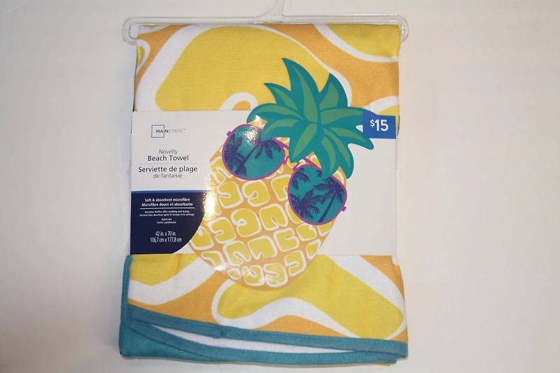 100% Polyester Pineapple Shaped Novelty Beach Towel. 42" x 70"