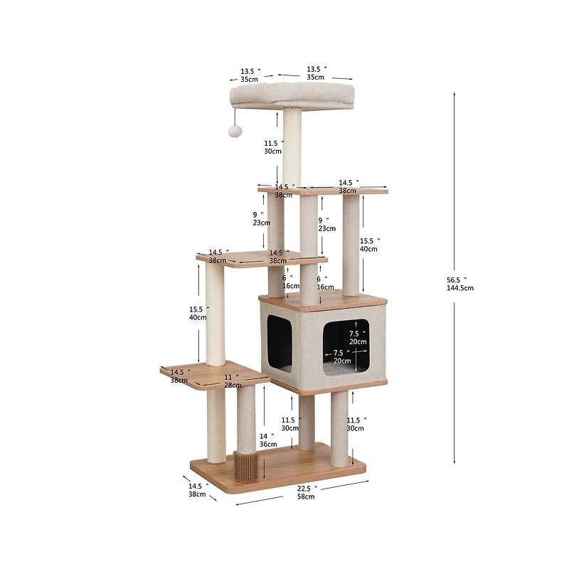 Vibrant Life 6-Level Minimalist Cat Tree with Large Condo, Top Perch, Laminated Board Steps, Scratching Posts