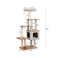 Vibrant Life 6-Level Minimalist Cat Tree with Large Condo, Top Perch, Laminated Board Steps, Scratching Posts