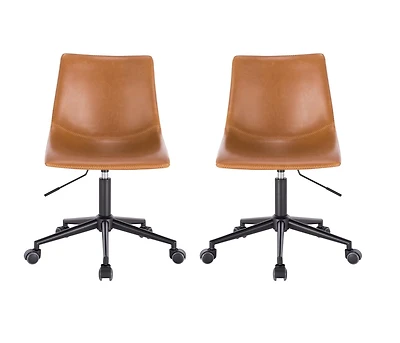 Chaise de bureau Plata Import Pat en beige, chaise de bureau en PU, chaise de bureau, chaise de bureau en PU beige, chaise de bureau vintage, chaise de bureau à dossier mi-haut, chaise de bureau à bas