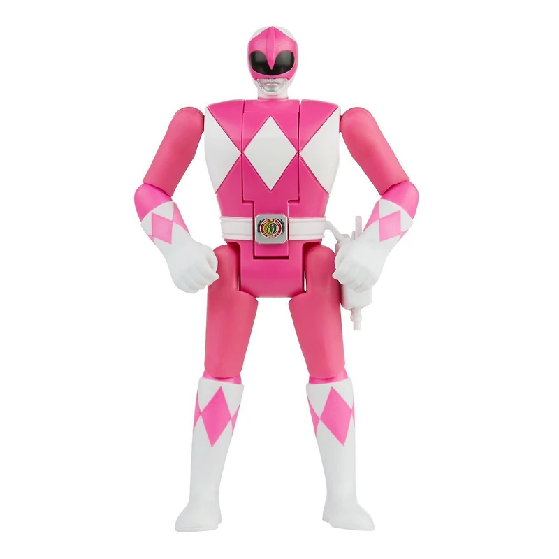 Power Rangers Retro-Morphin, figurine articulée Ranger rose, Kimberly, tête basculante, inspirée du jouet Mighty Morphin classique, dès 4 ans