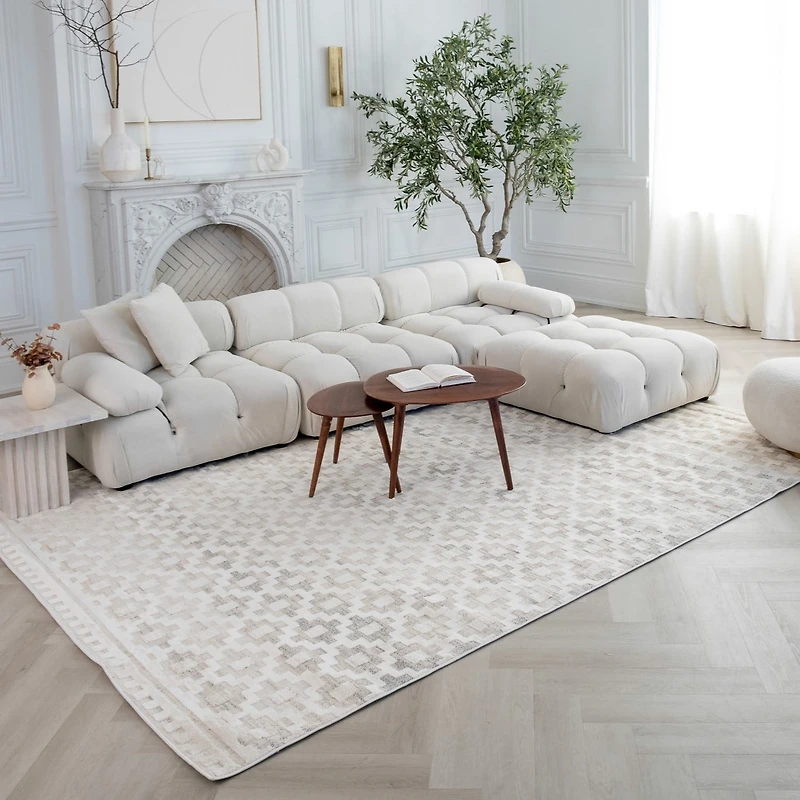 Rug Branch Astra Tapis d'intérieur moderne, beige crème, abstrait - Salon, Chambre