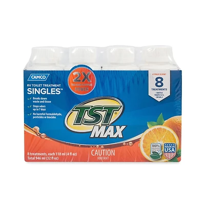 Camco 41198 TST Max Traitements Individuels Pour Toilette De VR Singles - Parfum D'Agrumes, 8 Traitements 8 traitements