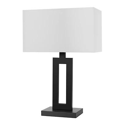 Globe Electric D'Alessio 20" Table Lamp, Matte Black, White Linen Shade, On/Off Socket Rotary Switch