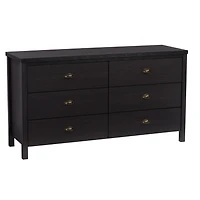 CorLiving Boston Modern Engineered Wood 6 Drawer Wide Adult Dresser with Interlocking Drawers, Black