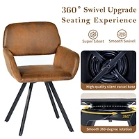 Homy Casa Set of 2 Upholstered Swivel Chair with Cut-Out Back, Armrest Accent Chair for Living Room, Brown Faux Suede