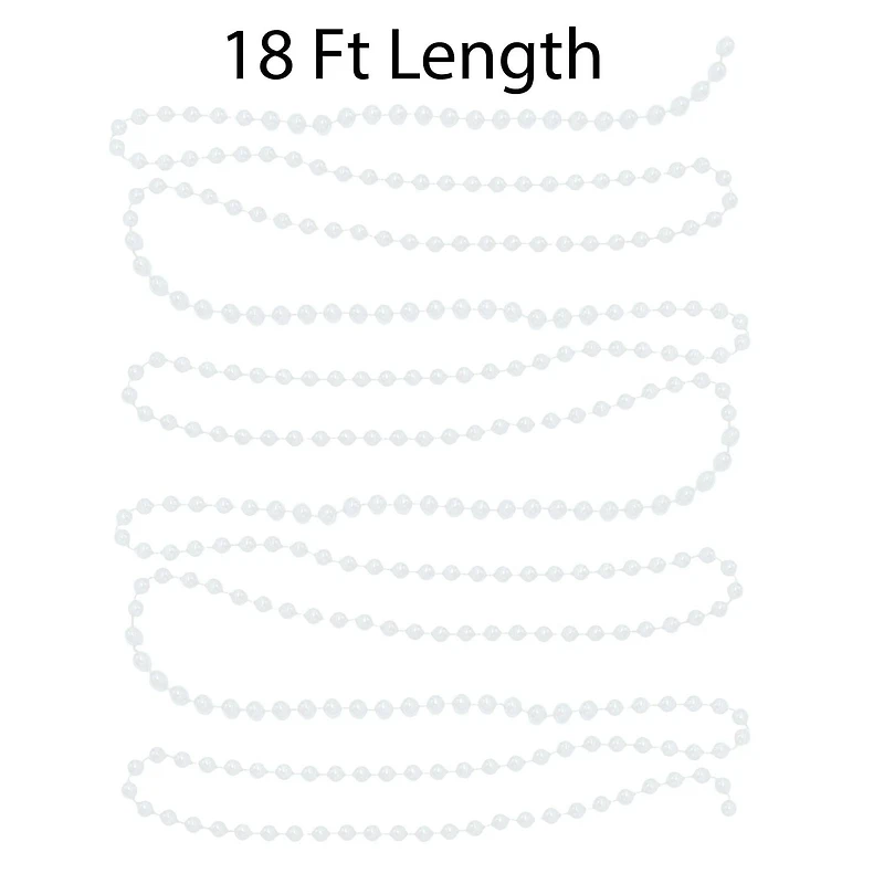 Holiday Time 18 Ft Beaded Garland White, Holiday Time 18 Ft Beaded Garland