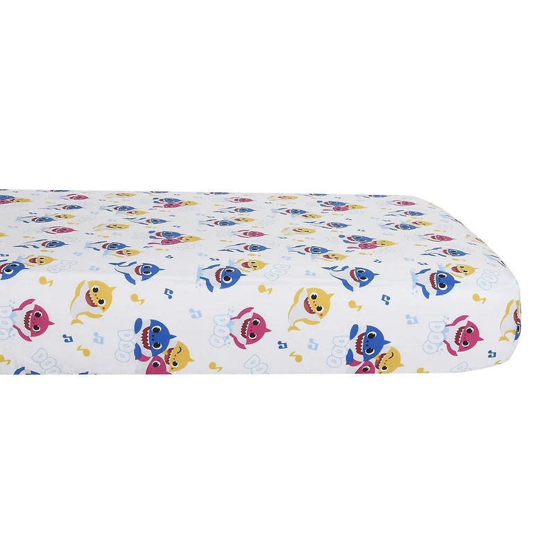 Baby Shark 3 Piece Toddler Bedding Set with Reversible Comforter, Fitted Sheet and Pillowcase