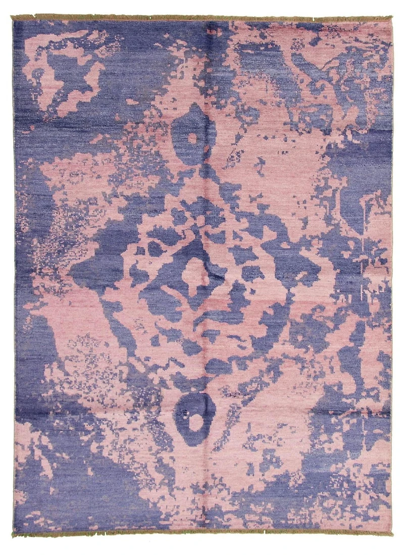 ECARPETGALLERY 7'5" x 10'1"  Overdyed Jules Oushak Hand-knotted Area Rug for Living Room, Dining Room and Bedroom in Blue