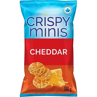 Quaker Crispy Minis Brown Rice Chips Cheddar Cheese, 100 g.