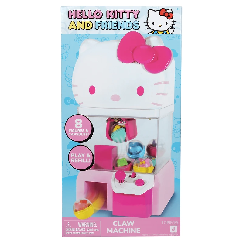 Machine à griffes Hello Kitty and Friends, 12 pouces, avec 8 mini-figurines à collectionner, produit Sanrio sous licence officielle de Jazwares.